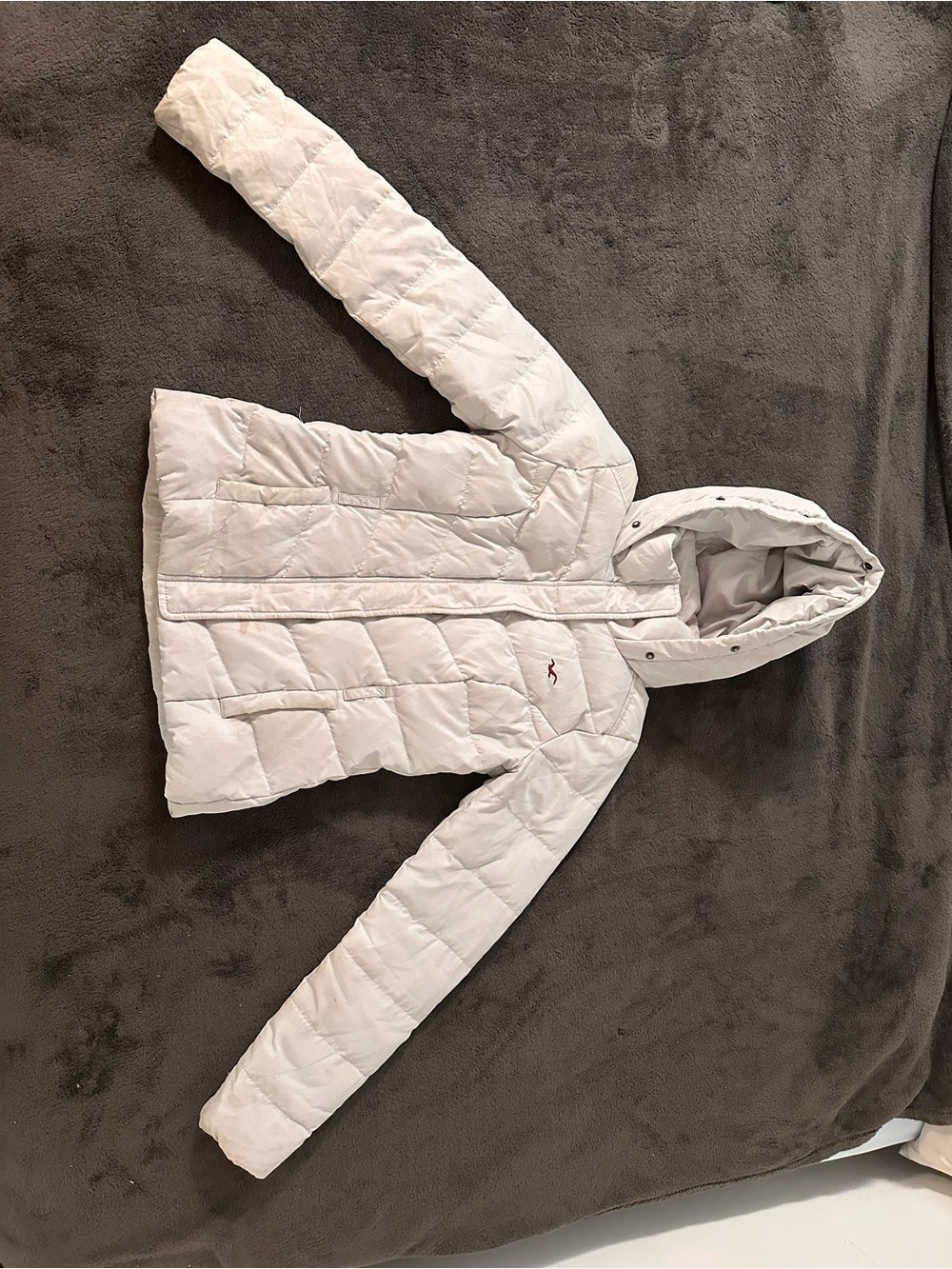 Hollister Feathers and Down White Hooded Puffer Jacket for Kids
